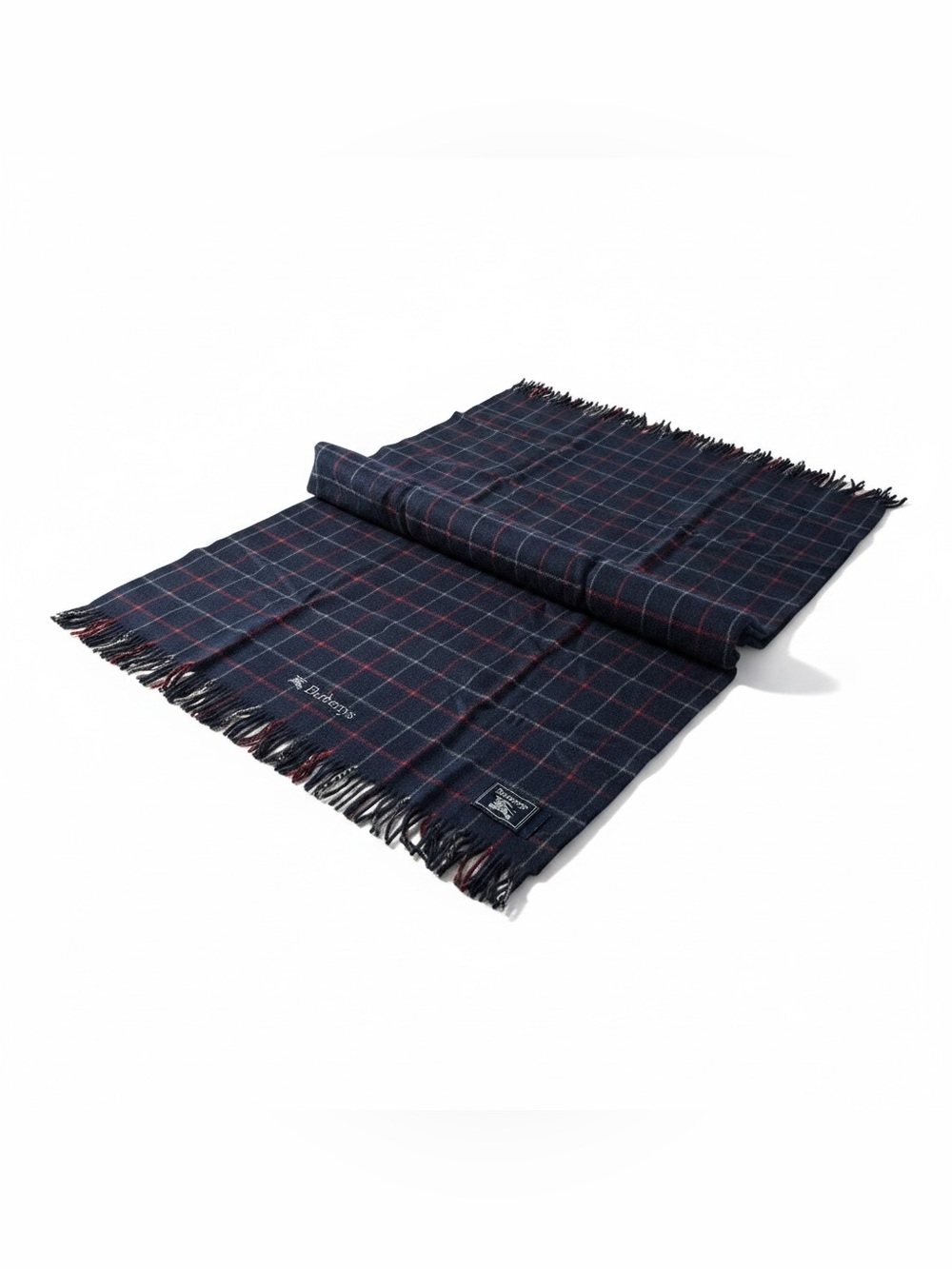 Burberrys ✨ New Wool Shawl / Blanket with Red Windowpane - Picture 2 of 8